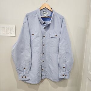 Duluth Trading Untucked Men's 3XL Blue Dirt Work Relaxed Fit Long Sleeve Shirt